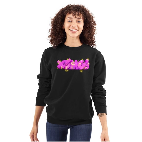 XOMG POP Electric Lighting Bolt Logo Women Crewneck Sweatshirt Brisco Brands S
