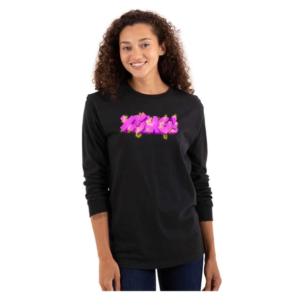 XOMG POP Electric Lighting Bolt Logo Women's Long Sleeve T Shirt Brisco Brands S