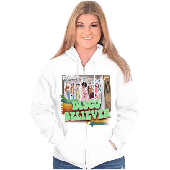 XOMG POP Funky Disco Believer Song Women Plus Size Zipper Hoodie Brisco Brands 4X