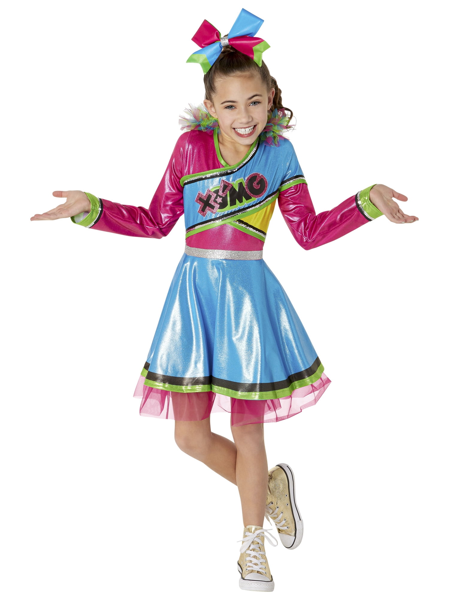 Cheerleader Bloody With Pom Teen Costume Female Uk Size 6 10 28