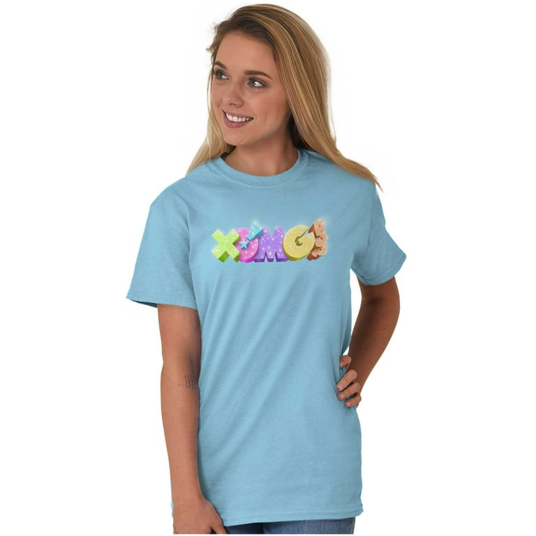 XOMG POP Glitter Rhinestones Logo Women's Graphic T Shirt Tees Brisco Brands  5X 