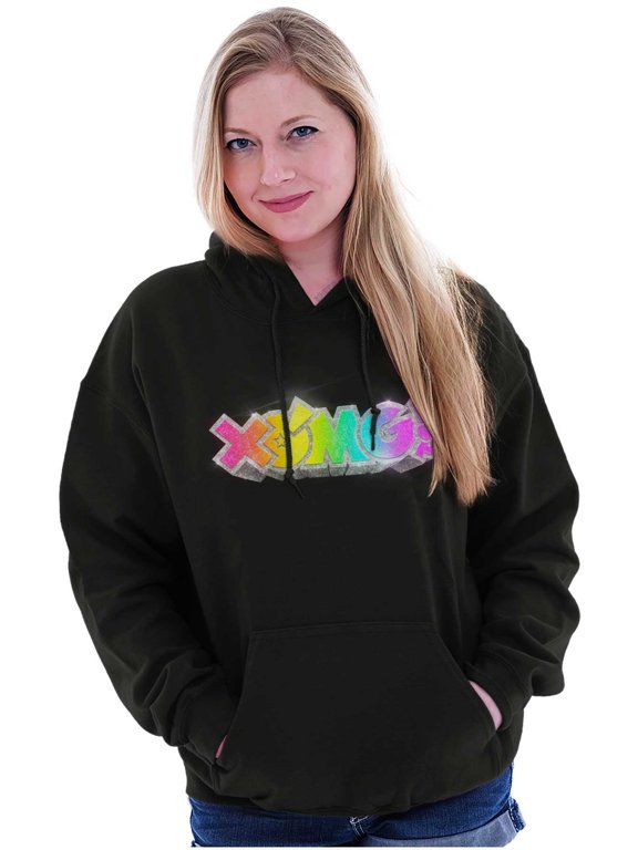 XOMG POP Metallic Rainbow Logo Hoodie Sweatshirt Women Brisco Brands M
