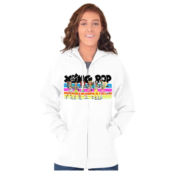 XOMG POP Music Cartoon Band Members Women Plus Size Zipper Hoodie Brisco Brands 2X