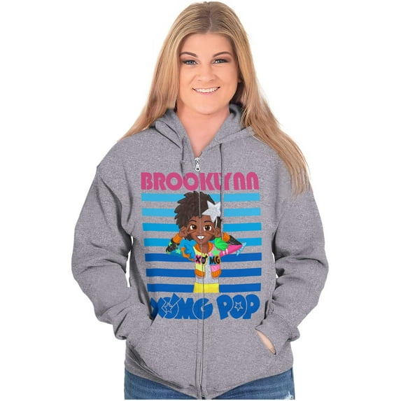 XOMG POP Music Fan Brooklynn Cartoon Women Plus Size Zipper Hoodie Brisco Brands 3X