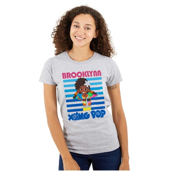 XOMG POP Music Fan Brooklynn Cartoon Women's T Shirt Ladies Tee Brisco Brands L