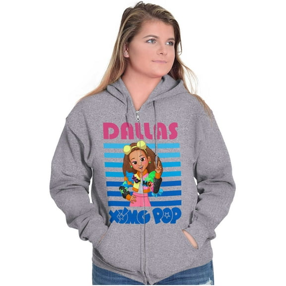 XOMG POP Music Fan Dallas Cartoon Women Plus Size Zipper Hoodie Brisco Brands 5X