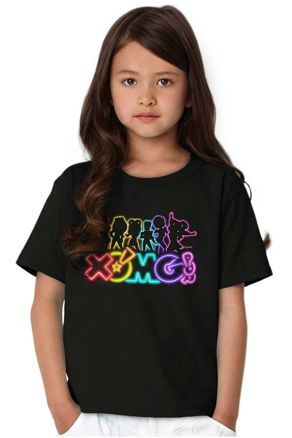 XOMG POP Neon Band Logo Outline Girls Kids T Shirt Tees Teen Brisco Brands X