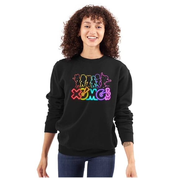 XOMG POP Neon Band Logo Outline Women Crewneck Sweatshirt Brisco Brands L