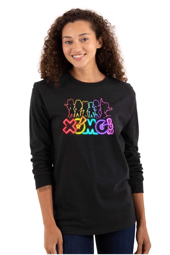 Neon Band Logo Outline Women Plus Size Long Sleeve Tee Brisco Brands 2X