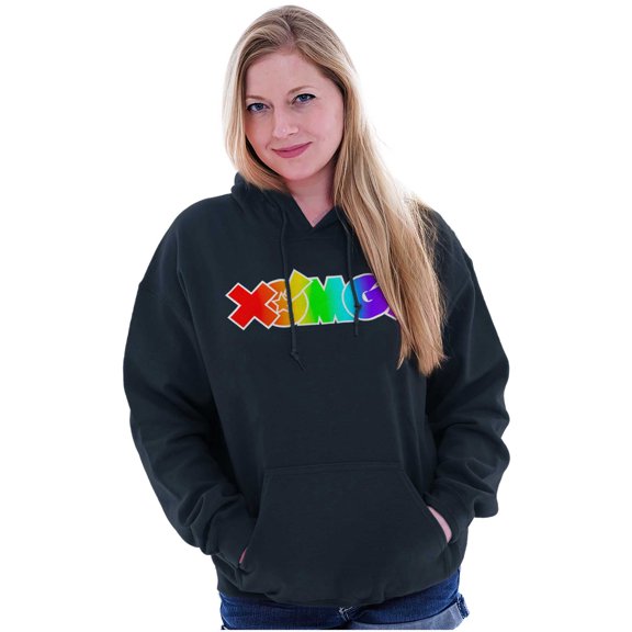 XOMG POP Neon Glow Rainbow Logo Women Plus Size Hoodie Brisco Brands 4X