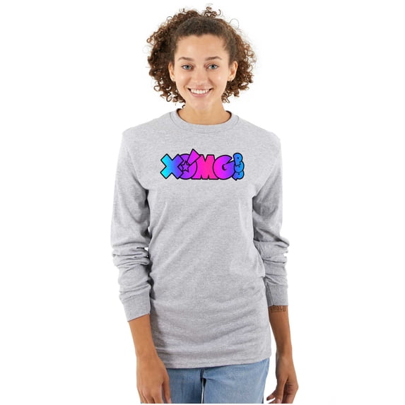 XOMG POP Neon Glow Rainbow Logo Women Plus Size Long Sleeve Tee Brisco Brands 3X