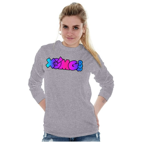 XOMG POP Neon Glow Rainbow Logo Women's Long Sleeve T Shirt Brisco Brands S