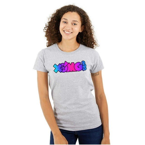 XOMG POP Neon Glow Rainbow Logo Women's T Shirt Ladies Tee Brisco Brands S