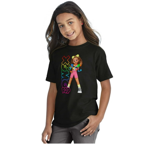 XOMG POP Neon Logo Dallas Cartoon Girls Kids T Shirt Tees Teen Brisco Brands L