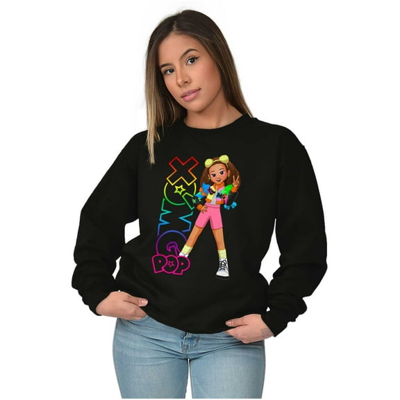XOMG POP Neon Logo Dallas Cartoon Women Crewneck Sweatshirt Brisco Brands L