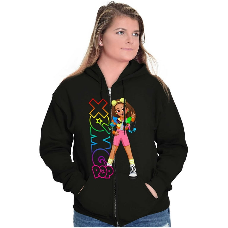 XOMG POP Neon Logo Dallas Cartoon Women Plus Size Zipper Hoodie