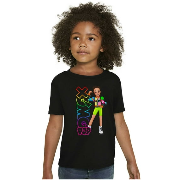 XOMG POP Neon Logo Tinie T Cartoon Girls Kids T Shirt Tees Teen Brisco Brands L