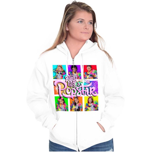 XOMG POP Party Like Popstar Album Women Plus Size Zipper Hoodie Brisco Brands 2X