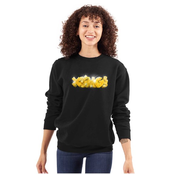 XOMG POP Shiny Diamond Bling Logo Women Crewneck Sweatshirt Brisco Brands X