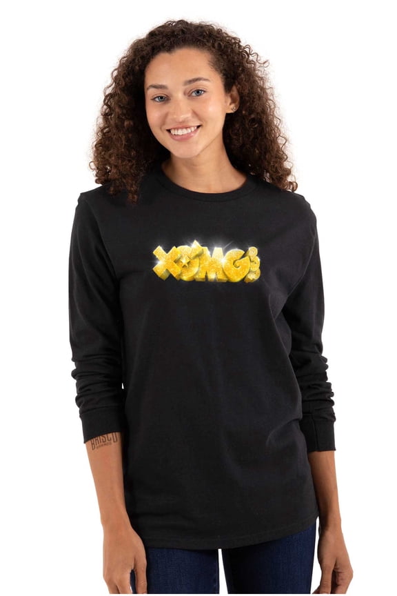 Shiny Diamond Bling Logo Women Plus Size Long Sleeve Tee Brisco Brands 2X