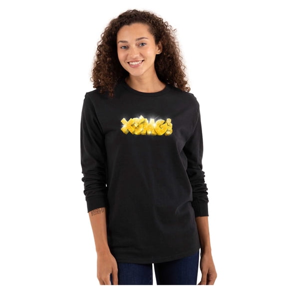 XOMG POP Shiny Diamond Bling Logo Women's Long Sleeve T Shirt Brisco Brands S