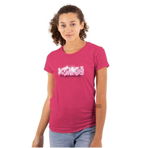 XOMG POP Shiny Diamond Bling Logo Women's T Shirt Ladies Tee Brisco Brands S