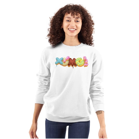 XOMG POP Sweet Frosted Donuts Logo Women Crewneck Sweatshirt Brisco Brands X