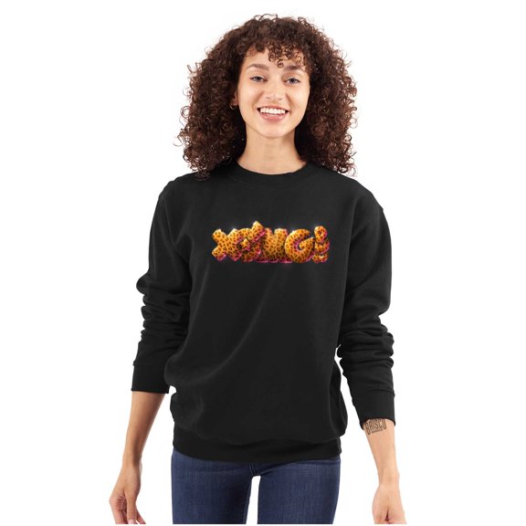 XOMG POP Wild Cheetah Print Logo Women Crewneck Sweatshirt Brisco Brands S