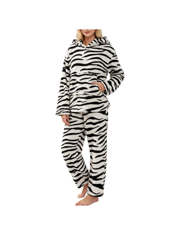 Pajamas Sets for Women, Loungewear Sets Hoodie & Pants with Pocket, Warm Cozy Sleepwear