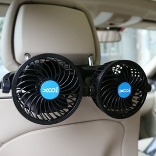 Zone tech Car Cooling Air Fan 12V 12V Dual Head Car Auto Electric Cooling  Air Fan for Rear Seat (Black 1 pack)