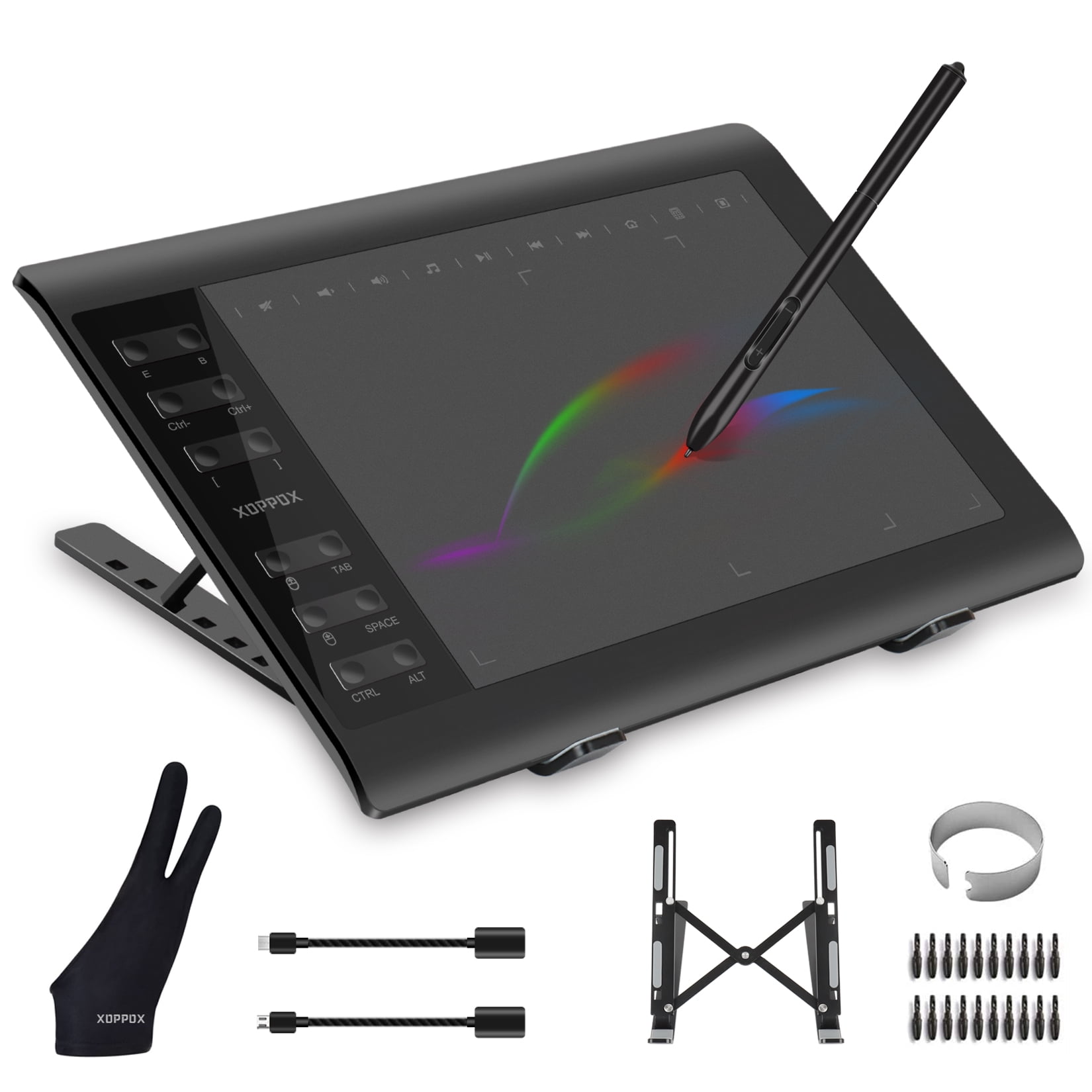 XOPPOX Graphics Drawing Tablet with 8192 Pressure Sensitivity Battery-Free  Stylus and 12 Customized Hot Keys,10 x 6 inch digital art tablet with