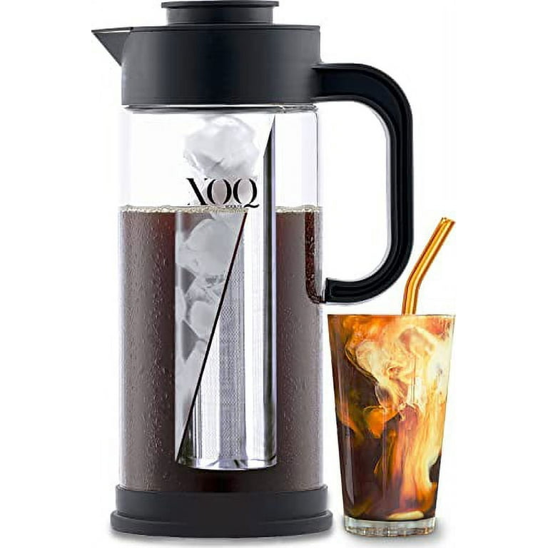 XOQ Cold Brew Maker with Cooling Tube - 50oz/1.5L - Cold Brew Coffee Maker  with Glass Pitcher - Iced Tea Maker and Iced Coffee Maker with Removable  Stainless Steel Filter 