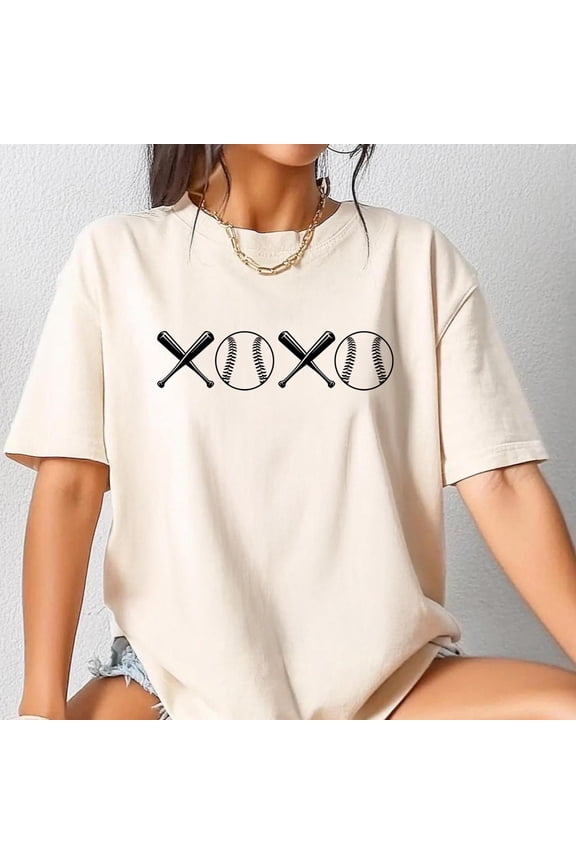XOXO Baseball Shirt Crossed Bats TShirt Sports Fan Gift