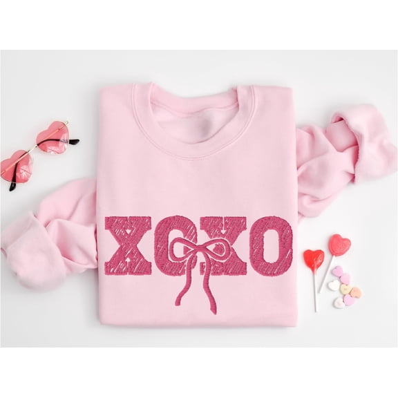 XOXO Embroidered Sweatshirt, Embroidered Valentine's Day Sweatshirt, Galentines Sweatshirt, Embroidered Love Hoodie, Valentine's Day Gift