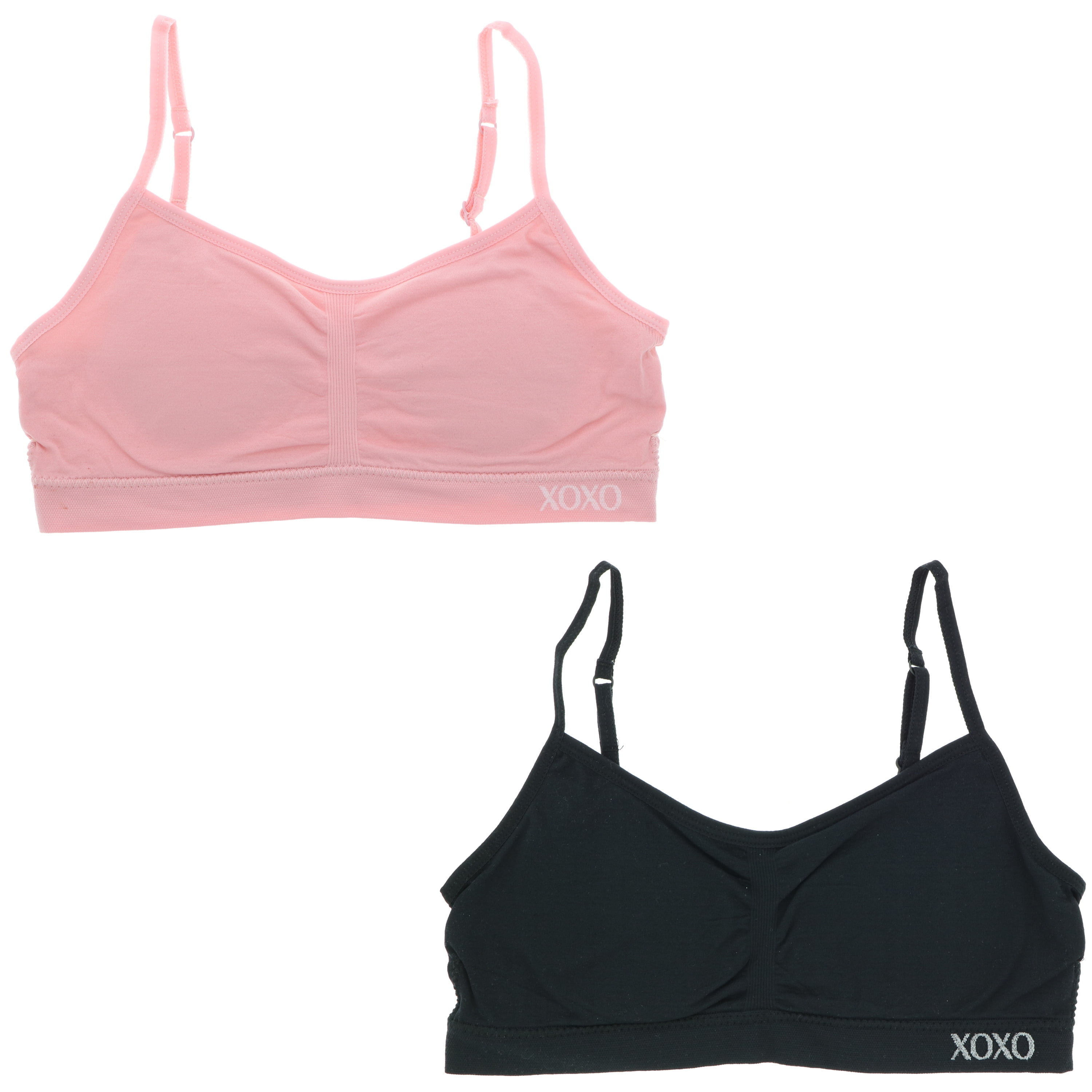 XOXO Girl's Lightly Lined Training Bra 2 Pack - Black & Pink - Small 30 