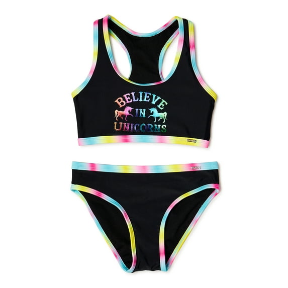 XOXO Girls Foil Print Racer Back Bikini Swimsuit Set, 2-Piece, Sizes 4-16