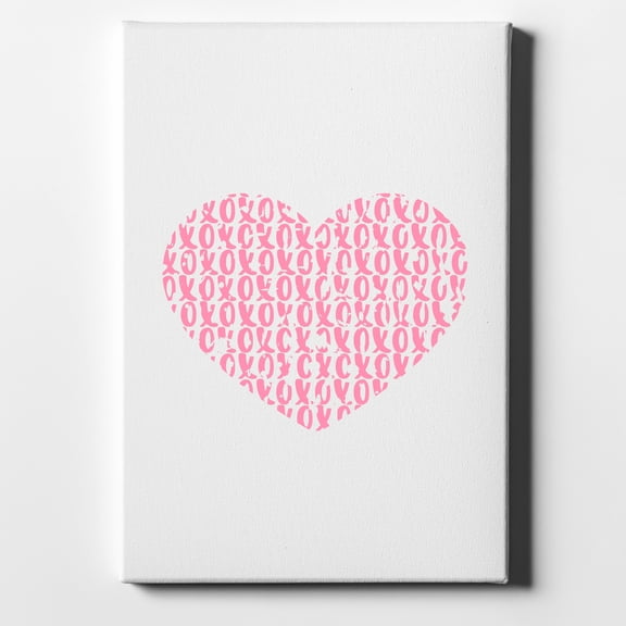 XOXO Heart Pink - 11" x 14" - Decorative Canvas Wall Art - White Edge - 5/8" Gallery Wrapped