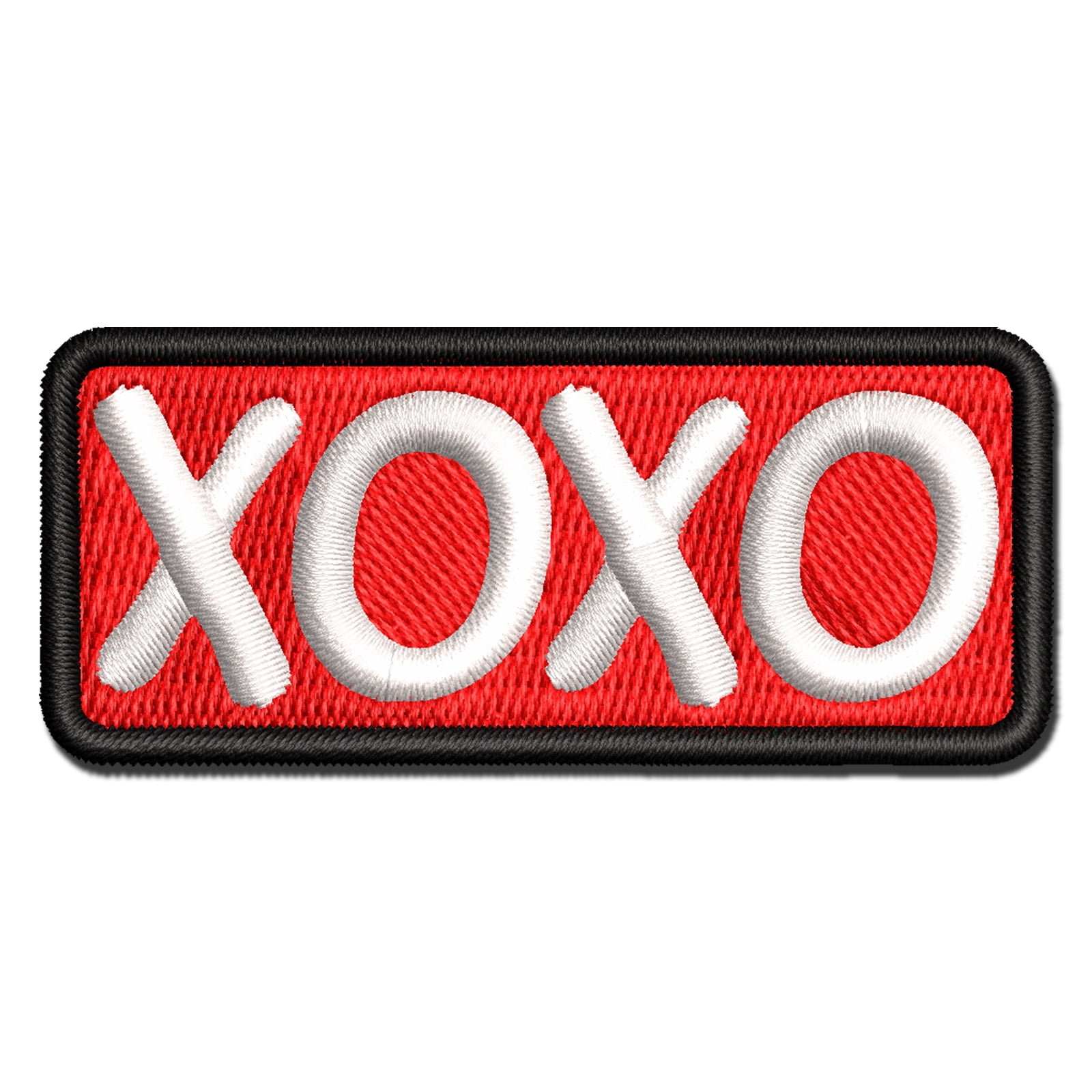 XOXO Hugs Kisses Love Fun Text Applique Multi-Color Embroidered Iron-On Patch - 3.5 Inch Large