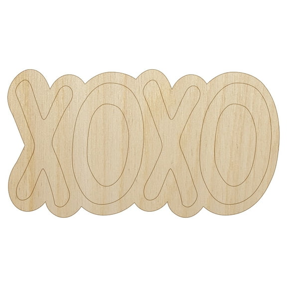 XOXO Hugs Kisses Love Fun Text Wood Shape Unfinished Piece Cutout Craft DIY Projects - 4.70 Inch Size - 1/8 Inch Thick