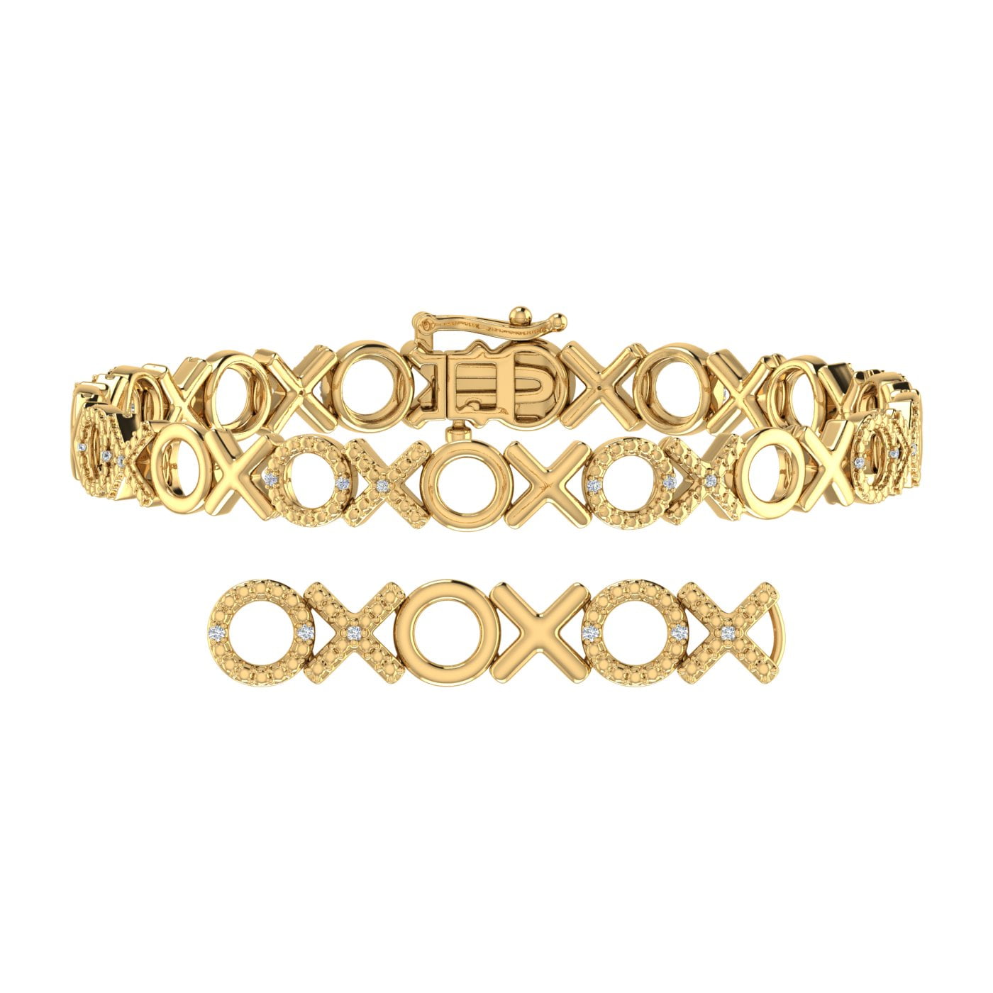 XOXO Hugs and Kisses Bracelet with 1/10 Carat Diamond in 10K