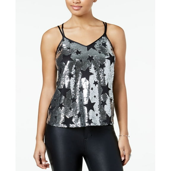 XOXO Juniors Sequined Star Tank Top Silver S