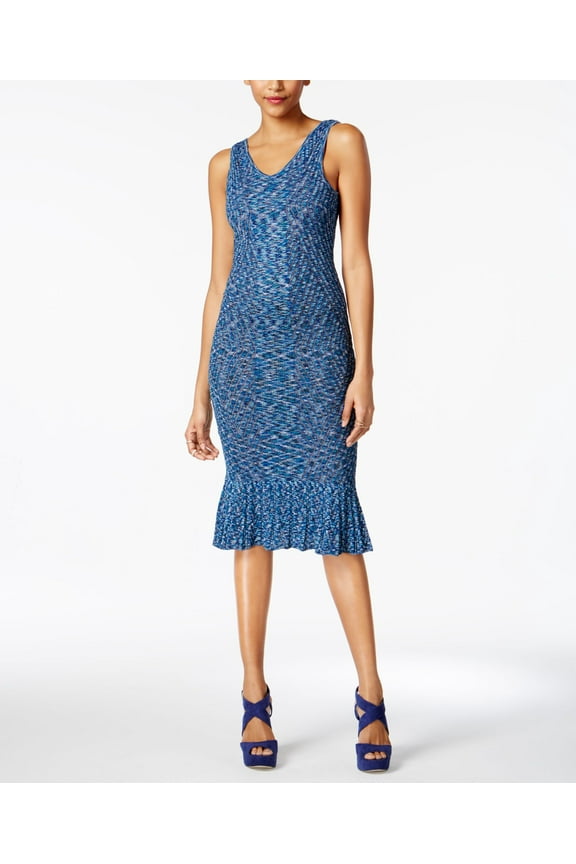 Juniors Space Dyed Ruffle Hem Midi Dress Multi L