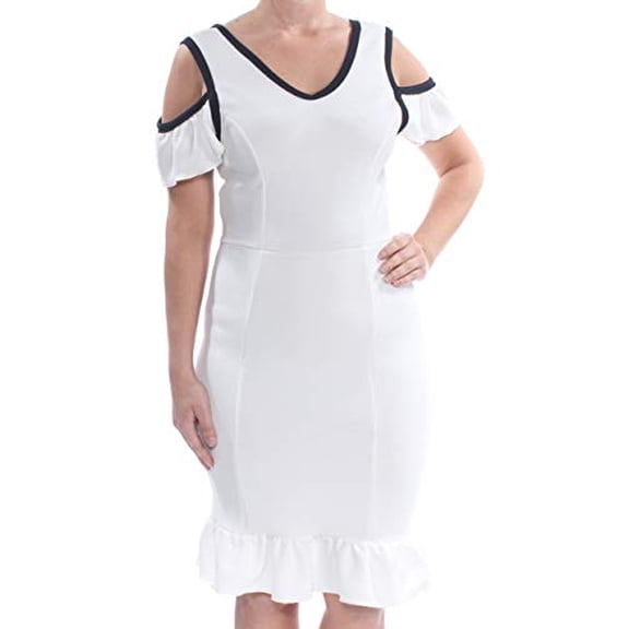 XOXO Ladies Apparel Cold Shoulder lace up Dress Juniors M White dress MSRP $77