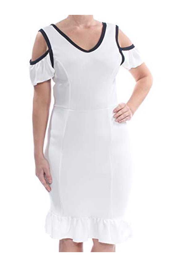 Ladies Apparel Cold Shoulder lace up Dress Juniors M White dress MSRP $77