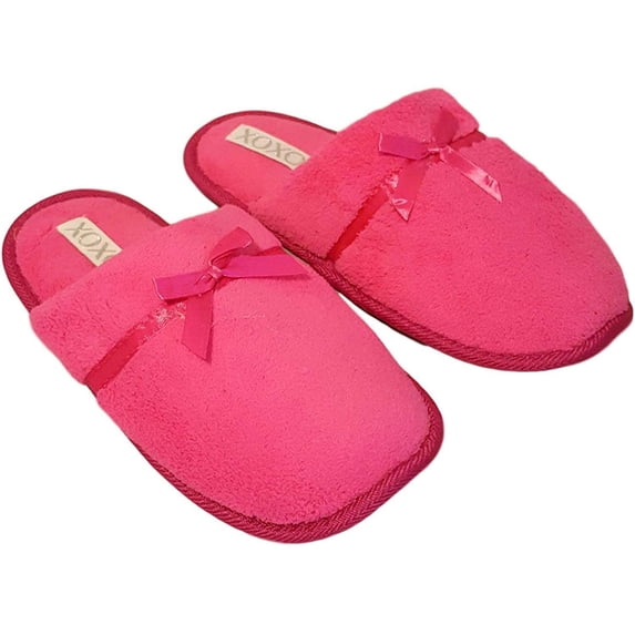 XOXO Ladies Soft Terry Slip On Slippers Large 9-10, Pink