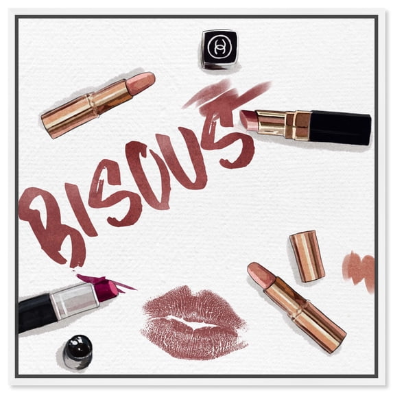 XOXO Lipstick Canvas Glam Art Prints by Art Remedy, White Frame, 12" x 12"