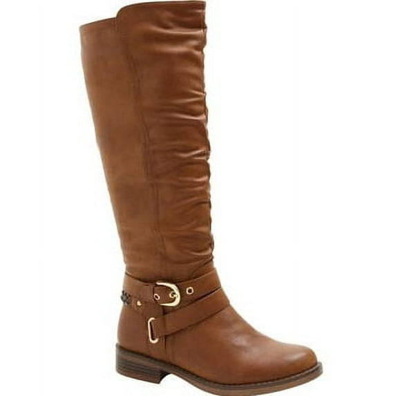 XOXO Martin Women Round Toe Synthetic Tan Knee High Boot