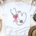 thumbnail image 1 of XOXO Nurse Graphic Tee with Medical Heart Design, White, Size S, 1 of 6