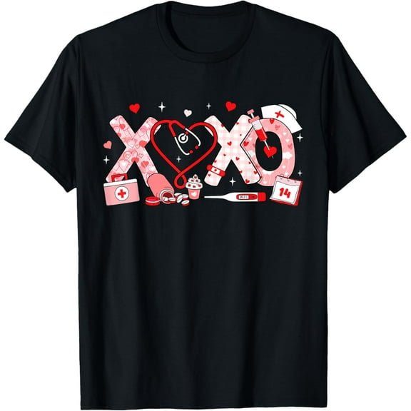 XOXO Nurse Valentines Day Stethoscope Valentine Nursing T-Shirt Shirts