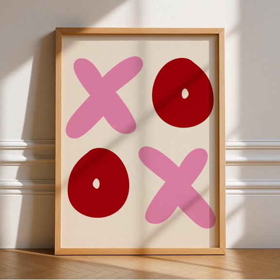 XOXO Poster, Unframed Art, Sign, Gallery Wall Art, Pink Red, Retro, Cool, Funky, 2 Piece Wall Art, Positive, Typography, Bold, Bright Art, Poster Only